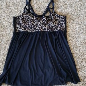Leopard and black babydoll chemise